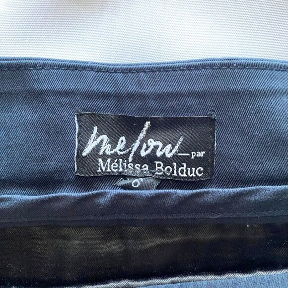 MELOW BY MELISSA BOLDUC NAVY HIGH RISE BUBBLE HIGH LOW MIDI SKIRT - 6 - Picture 6 of 9